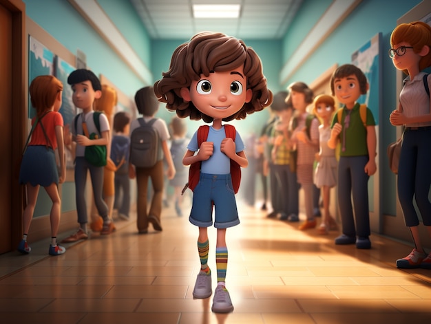 3d cartoon back to school