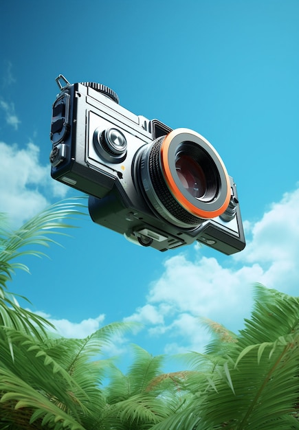 3d rendering of camera with photo film