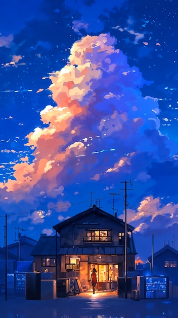 Anime night sky illustration
