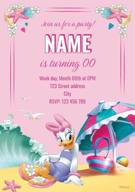 Daisy Duck Birthday Invitation