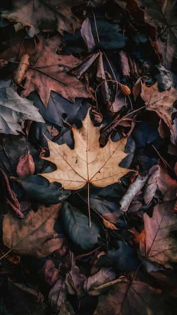 Dried leaves from an autumn forest