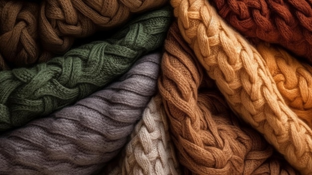 Knitted textile featuring cozy earth hues