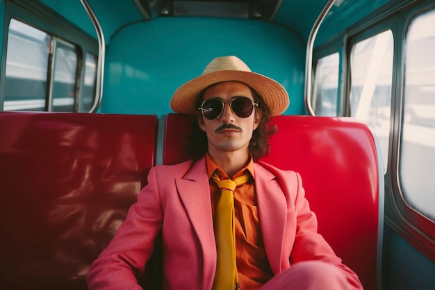 Person wearing colorful fashion