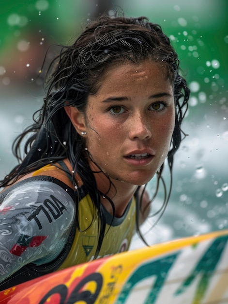 Portrait of athletic woman competing in the olympic games tournament