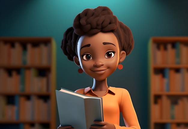 Portrait of young student with book for education day