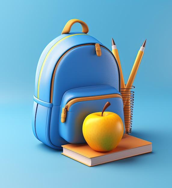 View of 3d school backpack